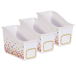Teacher Created Resources Plastic Book Bins, 7-1/2"H x 11-3/8"W x 5-1/2"D, Confetti, Pack Of 3 Bins