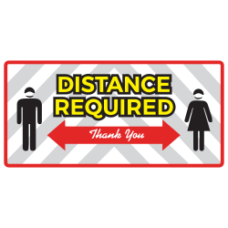 Alliance Social Distance Floor Graphics, 8" x 17", Distance Required - Thank You, Set Of 25