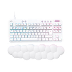 Logitech G713 Wired Gaming Keyboard, Linear Switches (GX Red), and Keyboard Palm Rest, White Mist - Keyboard - 920010670