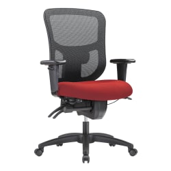 WorkPro® 9500XL Series Big & Tall Ergonomic Mesh/Premium Fabric Mid-Back Chair, Black/Cherry, BIFMA Compliant