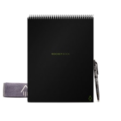 Rocketbook Flip Smart Reusable Letter Size Notepad, 8-1/2" x 11", 1 Subject, Dot-Grid and Line Ruled, 16 Sheets, Black
