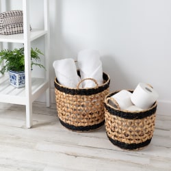 Honey Can Do Round Nesting Baskets, 18-1/8"H x 13-13/16"W x 13-13/16"D, Natural, Set Of 2 Baskets