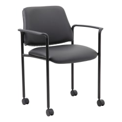 Boss Office Products Caressoft Square Back Stacking Chair with Antimicrobial Protection, Black