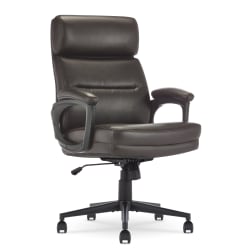 Serta Comfort Ergonomic Bonded Leather Mid-Back Executive Office Chair, Brown