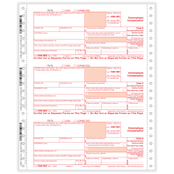 ComplyRight® 1099-NEC Tax Forms, 5-Part, 3-Up, Copies A/State/B/C/2, Continuous, 9" x 11", Pack Of 100 Forms