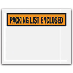Partners Brand "Packing List Enclosed" Envelopes, Panel Face, Orange, 4 1/2" x 5 1/2" Pack Of 1,000