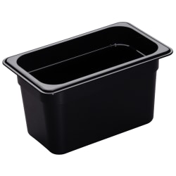 Cambro H-Pan High-Heat GN 1/4 Food Pans, 6"H x 6-3/8"W x 10-7/16"D, Black, Pack Of 6 Pans