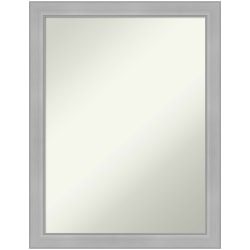 Amanti Art Narrow Non-Beveled Rectangle Framed Bathroom Wall Mirror, 26-1/2" x 20-1/2", Vista Brushed Nickel