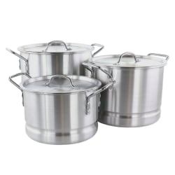 Gibson Home Breton 3-Piece Aluminum Stockpot With Steamer And Lid Set, Silver