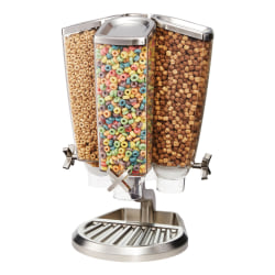 Rosseto Serving Solutions EZ-PRO™ Dry Food Dispensers, 4-Container Carousel, Cereal, Tabletop Stand, 512 Oz, Clear/Stainless