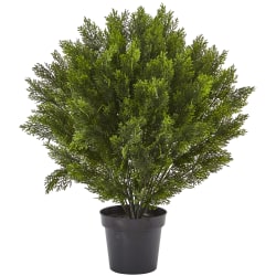 Nearly Natural 3'H Artificial Cedar Bush With Pot, Green/Black