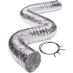 Deflecto 3-Ply 4" x 5' Class 1 Flexible Aluminum Duct With Spring Clamps, Silver, FLXC0405