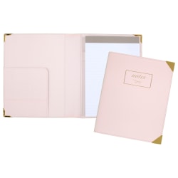 Mead® Cambridge® Padfolio, 7" x 9 1/4", Pastel Pink/Gold