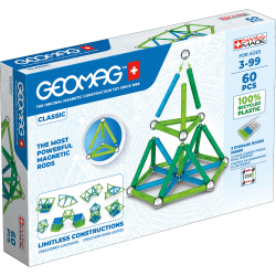 Geomag Classic Magnetic Building Set, Green Line Color, 60 Pieces