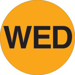 Tape Logic® Permanent Inventory Label Roll, DL6521, Weekday-Style, "WED," 1", Orange, Roll Of 500