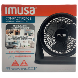 IMUSA Compact Force 3-in-1 Fan, 16-1/2" x 28", Black