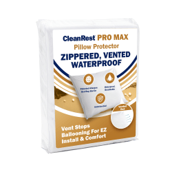 CleanRest PRO Max Pillow Encasements, Standard/Queen, 20" x 30", White, Case Of 4 Encasements