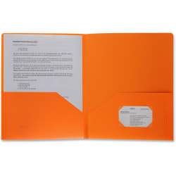 Business Source Letter Portfolio - 8 1/2" x 11" - 30 Sheets Capacity - 2 Pocket(s) - Orange - Durable, Wear Resistant, Card Holder - 20883