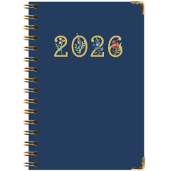 2025-2026 Global Excello Brands Hardcover Fashion Weekly/Monthly Planner, 5-1/2" x 8", Navy Gold Numbers, November 2025 To December 2026
