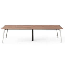 Branch Furniture Rectangle Conference Table, 30"H x 118"W x 48"D, Walnut Top/White Base