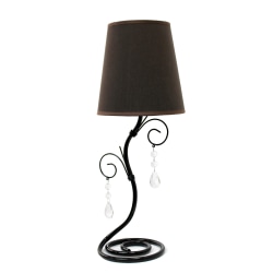 Simple Designs Twisted Vine Table Lamp with Fabric Shade and Hanging Crystals, 18.5"H, Brown
