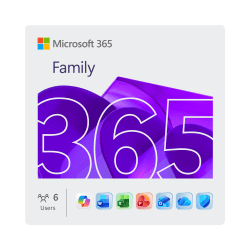 Microsoft 365 Family, For 1-6 Devices, 1-Year Subscription, PC/Mac, Download/Product Key