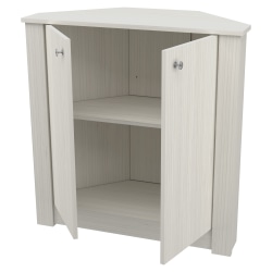 Inval 1-Shelf Corner Storage Cabinet, 32-1/2"H x 14-13/16"W x 31-1/2"D, Washed Oak