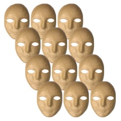 Creativity Street Papier Mache Masks, 8" x 5-1/4", Tan, Pack Of 12 Masks