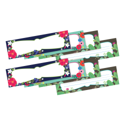 Barker Creek Double-Sided Name Plates, 12" x 3-1/2", Petals & Prickles, Set Of 36 Name Plates, Pack Of 2 Sets