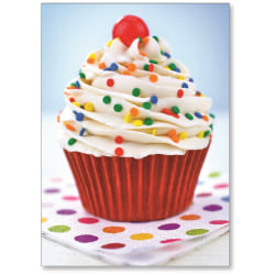 Viabella Birthday Greeting Card With Envelope, Frosting Cupcake, 5" x 7"
