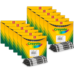 Crayola Bulk Crayons, Regular Size, Black, 12 Crayons Per Box, Set Of 12 Boxes