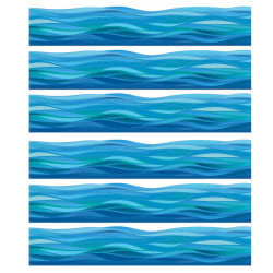 Eureka Deco Trim Packs, 37’ x 2-1/4", Seas the Day Waves, Set Of 6 Packs
