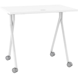 Boss Office Products 48"W Flip-Top Folding Training Table, White/Silver