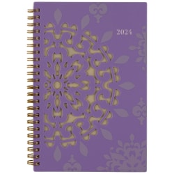 2024 Cambridge® Vienna Weekly/Monthly Planner, 5-1/2" x 8-1/2", Purple/Yellow/Brown, January To December 2024 , 122-200