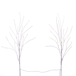 Nearly Natural White Birch 30"H Artificial Christmas Trees With Micro LED Lights, 30"H x 15"W x 1"D, Green, Set Of 2 Trees