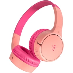 Belkin SOUNDFORM Mini Headset - Stereo - Mini-phone (3.5mm) - Wired/Wireless - Bluetooth - 30 ft - Over-the-ear - Binaural - Ear-cup - Pink