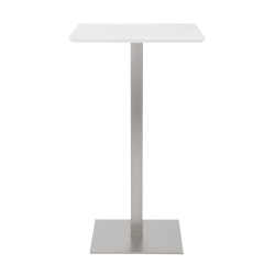 Eurostyle Elodie Bar Table, 41-1/2"H x 23-1/2"W x 23-1/2"D, Matte White/Brushed Silver