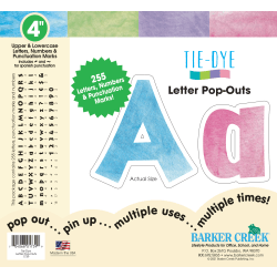 Barker Creek Letter Pop-Outs, 4", Tie-Dye, Pack Of 255 Pop-Outs