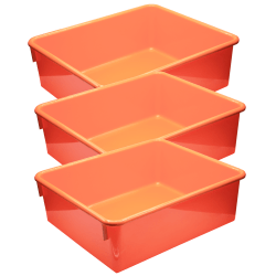 Romanoff Products Double Stowaway Trays, 5-1/2"H x 13-1/2"W x 16"D, Orange, Pack Of 3 Trays