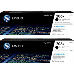 HP 206X High-Yield Black Toner Cartridges, W2110XD1, Total Qty 2