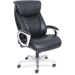 Lorell® Big & Tall Bonded Leather Executive Chair With Flexible Air Technology, Loop Arms, Black/Silver