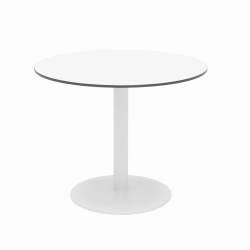 KFI Studios Eveleen 36" Round Outdoor Patio Table, 29"H x 36"W x 36"D, White/Designer White