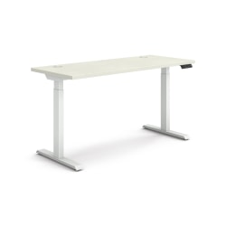 HON Coordinate 58"W Adjustable Height Standing Desk, 3-Stage Base, Silver Mesh/Designer White