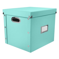 IdeaStream Snap-N-Store Cardboard Vinyl Record Storage Box, 14" x 2" x 15", Turquoise