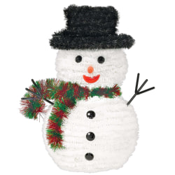 Amscan Christmas 3-D Tinsel Snowmen, 10" x 7-1/2", Pack Of 3 Snowmen