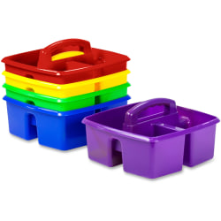 Storex 3-Compartment Classroom Caddy, 5.3"H x 9.3"W x 9.3"D, Blue, Set Of 5