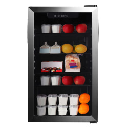 Frigidaire® 112-Can Refrigerator with Glass Door, Stainless Steel/Black, EFMIS2415