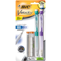 BIC® Velocity Max Mechanical Pencils, Medium Point, 0.7 mm, #2 HB Lead, Assorted Barrel Colors, Pack Of 2