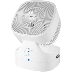 Brentwood F-900RW Floor Fan - 3 Blades - 11" Fan Diameter - 3 Speed - Oscillating, Touch Operation, 75° Oscillation, 90° Tilt, Spiral Grill, Carrying Handle, Remote, Auto Safety Shutoff, Temperature Display, Timer - 15" Height x 9" Width - White