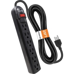 Digital Energy World 6-Outlet Surge Protector Power Strip with 25-Foot Cord (Black) - 6 x AC Power - 1875 VA - 350 J - 120 V AC Input